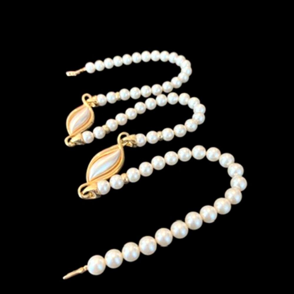 Vintage 1980s Napier Pearl Necklace Gold Tone Statement - 4S